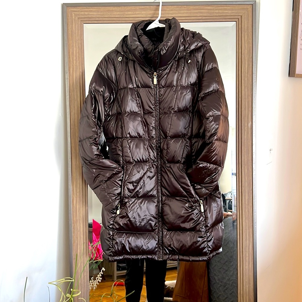 Calvin Klein packable winter puffer 3 quarter.